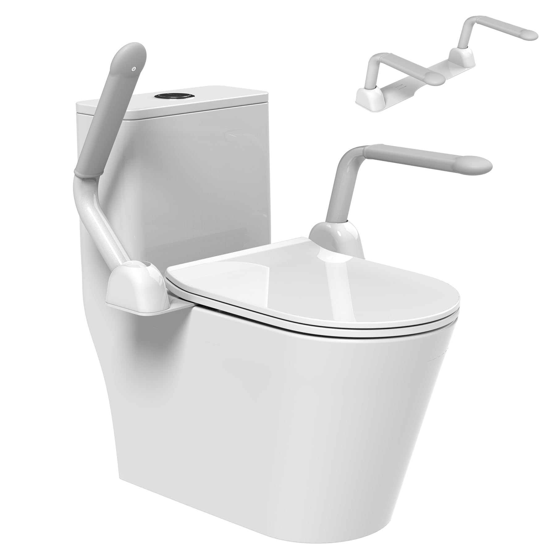 Photo 1 of EASYWOW Toilet Safety Rails, Toilet Safety Frame with Flip Up Non-Slip Armrest - Fits Compact Bathroom, Heavy Duty 280lbs Toilet Handle Bars for Elderly, Handicap, Pregnant