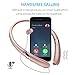 Bluetooth Headphones Retractable Earbuds Neckband Wireless Headset Sports Sweatproof Earphones with Mic (Bluetooth 4.1,Noise Cancelling , 14 Hours Play Time) (Rosegold)
