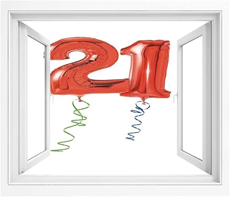 Amazon 21歳の誕生日の装飾 偽窓ステッカー 絵画風 Pvc壁紙 90x60 Cm カービーエンディングアートワーク 壁紙 簡単壁紙シール 風景 景色ステッカブルーグリーン ウォールステッカー オンライン通販