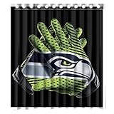 Custom NFL Seahawks Vapor Glove Shower Curtain Diy Waterproof 100% Polyester Bath Curtain Design Standard Size 66x72