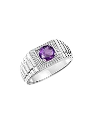 Rylos Men's Ring Sterling Silver Ring, 7MM Round