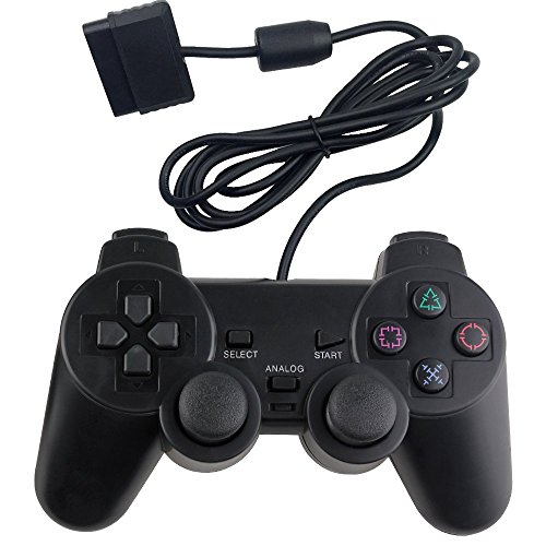 Wired Controller for PS2,Wetoph GD22 Dual Shock Gamepad for Playstation 2 Supports Dual Vibration Function(Third Party Product)-Black