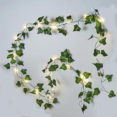 HanYun 2 Pack 6.56Ft Ivy Leaf Garland with 20 LED Fairy Lights