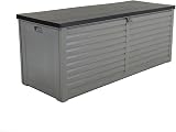 Charles Bentley 390L Outdoor Storage Box Grey Black LID 143x57x53cm