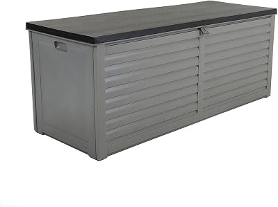 Charles Bentley 390L Outdoor Storage Box Grey Black LID 143x57x53cm