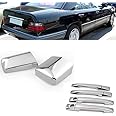 Chrome Side Door Handle + Rearview Mirror Cover Trims Set Fit for Mercedes W124 300E 1986-1995