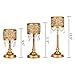 Amalfi Décor Victoria 3-Piece Antique Gold Hurricane Candle Holder Set with Crystals, Metal Pillar Wedding Accent Stand