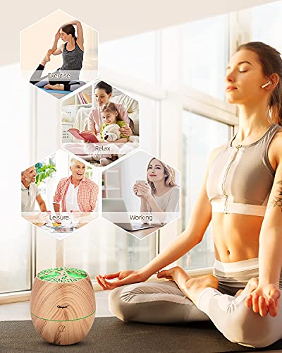 CkeyiN Humidificador Aceites Esenciales，Mini 120ml Difusor，Silencio, Lámpara de Siete Colores, Apagado Automático, Hogar, Apto para Personas de Todas Las Edades