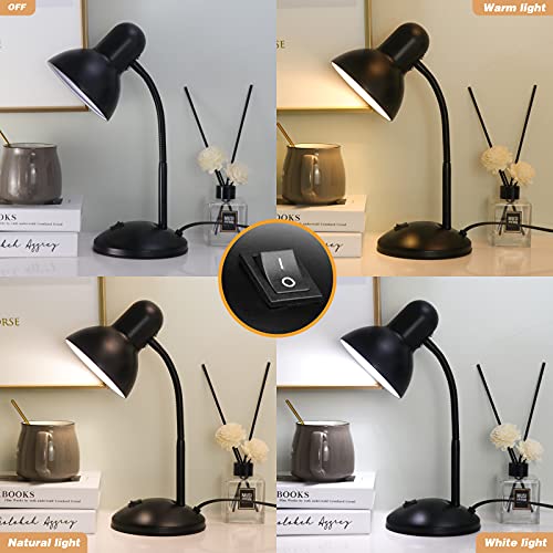 Metal Desk Lamp, 360°Adjustable Gooseneck Desk Lamps, 3Color Changeable