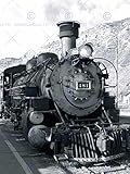 PHOTOGRAPH BLACK WHITE TRAIN STEAM ENGINE FRONT FINE ART PRINT POSTER CC1473