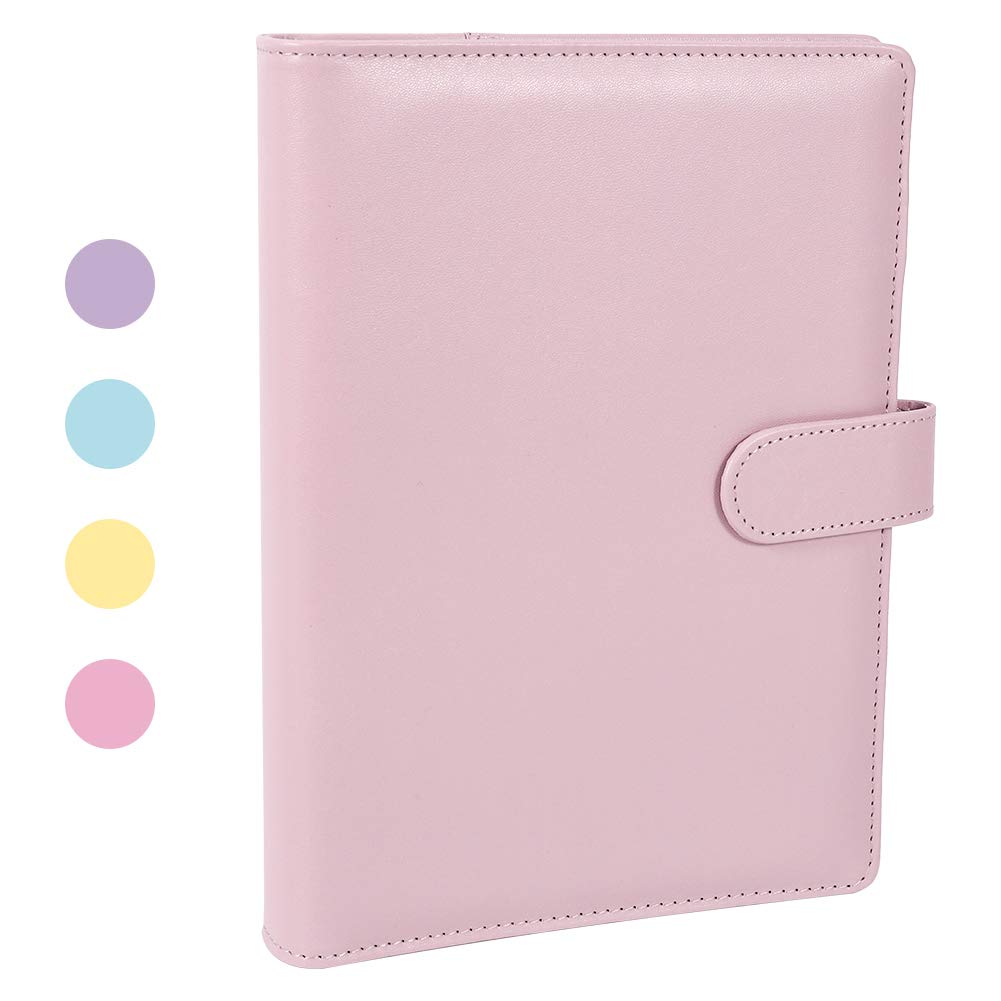 falllea A5 PU Leather Ring Binder, Pink 6 Ring Binder, Travel Journal, Budget Notebook, Sketchbook, Personal Organizer, Planner, Photocard Binder