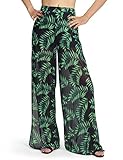 Dimildm Women's Summer High Wasited Mesh Printed Split Flowy Layered Wide Leg Pants with Shorts Lined