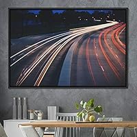 Framed Canvas Wall Art Light Exposure Colorful Industrial Lights Multicolor Neon Photography Places Portrait Realism - 16x24 inches