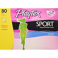 Playtex Sport Unscented Regular Absorbency Tampons, 80 Count