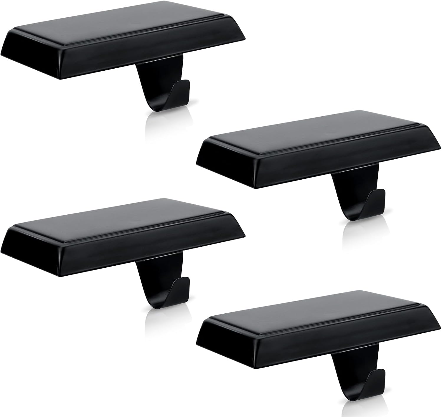 Ornament Hooks - PEUTIER 4pcs Christmas Stocking Holder, Christmas Stocking Hooks Mantel Stocking Holder Christmas Stocking Hangers for Mantel Counter Window Home Table (Black)