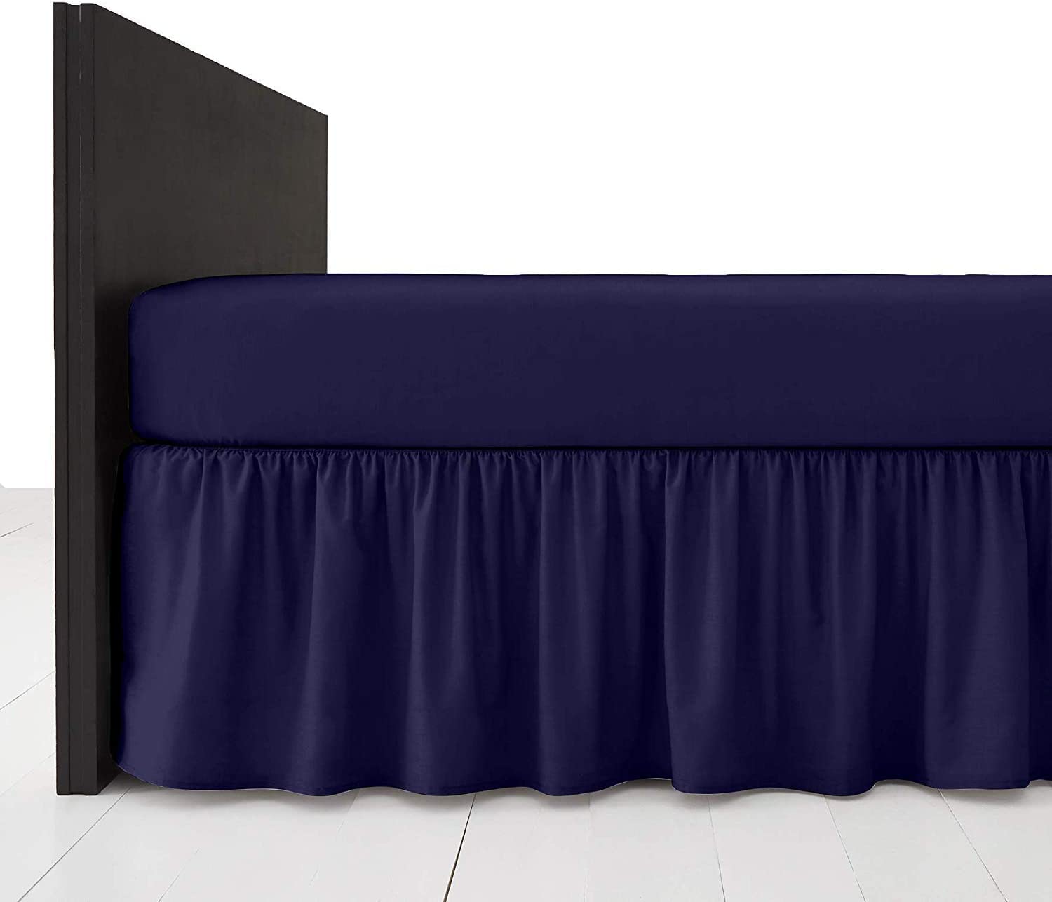 Comfy Nights Plain Dyed Polycotton Easy Care Frilled Base Valance In 19 Colors (Small Double/4Ft, Navy Blue)