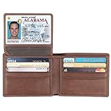 Dante RFID Blocking Cowhide Leather Bifold Wallet for Men with 2 ID Windows(Brown- Sheepskin Leather)