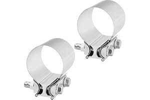 BIGREAT 2.5'' Inch Exhaust Clamp, 2 1/2 Inch Butt Joint Seal Band Sleeve Coupler - Universal for Exhaust System, 2PCS Polished T304 Stainless Steel