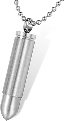 Amazon Housweety ステンレス製 無地 銃弾 弾丸型 メンズ ペンダント ネックレス 中空 物入れ 色 シルバー ネックレス 通販