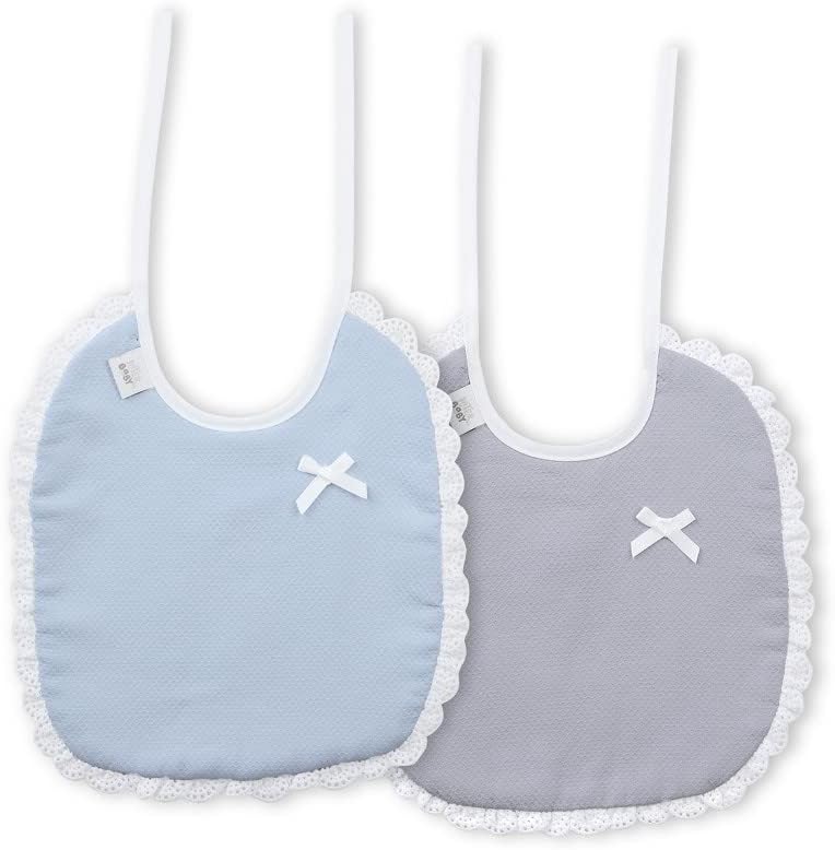 Pack 2 Baberos lacito en azul y gris