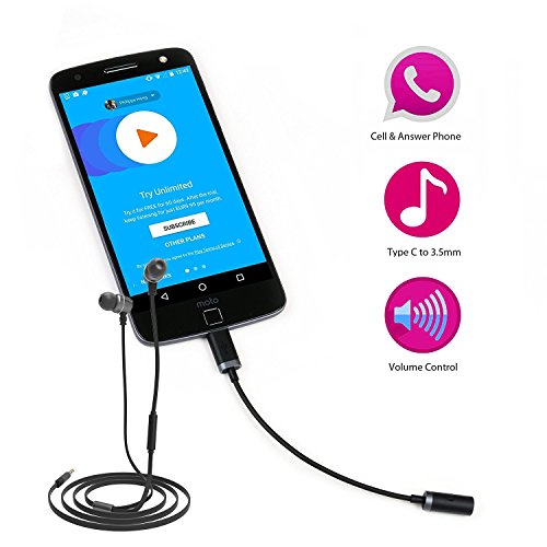 COZY Type C to 3.5mm Headphone Jack Adapter for Moto Z, Stouch Moto Z Type C Port to 3.5mm Female Audio Jack Headphone Cable Adapter for Motorola Moto (2 Pack)