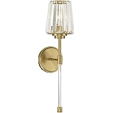 Savoy House 9-6001-1-322 Garnet Vintage Luxe Clear Crystal Wall Sconce, 1-Light 60 Watt, 21" H x 6" W, Warm Brass