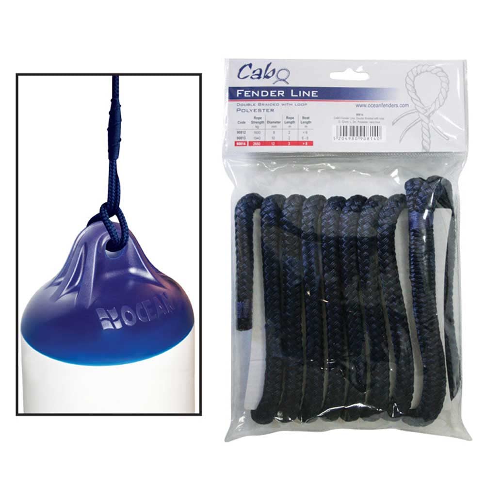 Selection Items Cabo Fender Line Double Braided with Loop, O 3/8", Navy Blue