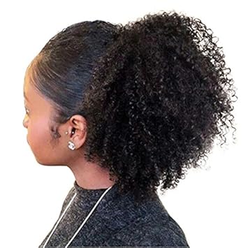 Amazon Com Fshine 24 Inch Remy Human Hair Afro Ponytail Hair