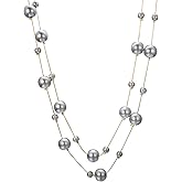 Aleasha Extra Long Pearl Necklace 68" Faux Pearl Multi Strand Gold Necklaces for Women White Pearl Layered Necklace Wedding Party Prom Costume Jewelry