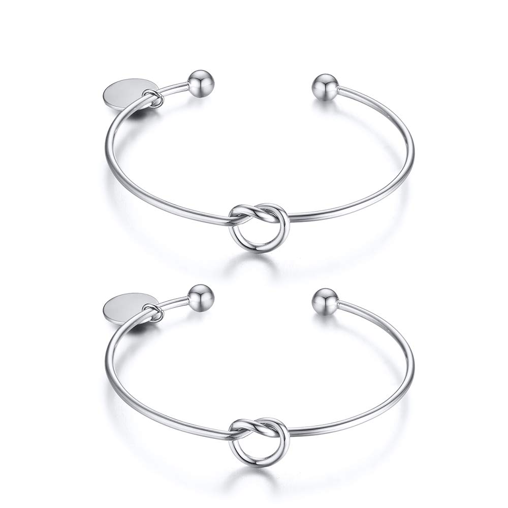 XUANPAI Set of 2 Party Friendship Bridesmaid Wedding Gift Jewelry Love Knot Bangle Bracelet Cuff Stretch Bracelet for Bridesmaid Proposal