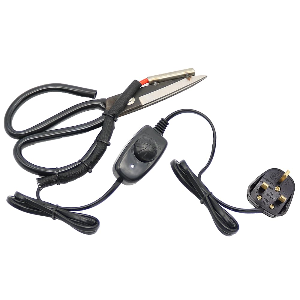 MBLUE Adjustable Temperature Electric Heating Scissors with Switch Controller, Black, Manganese Steel