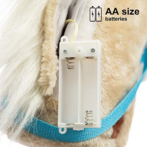 HollyHOME Outdoor Stick Horse with Wood Wheels Real Pony Neighing and