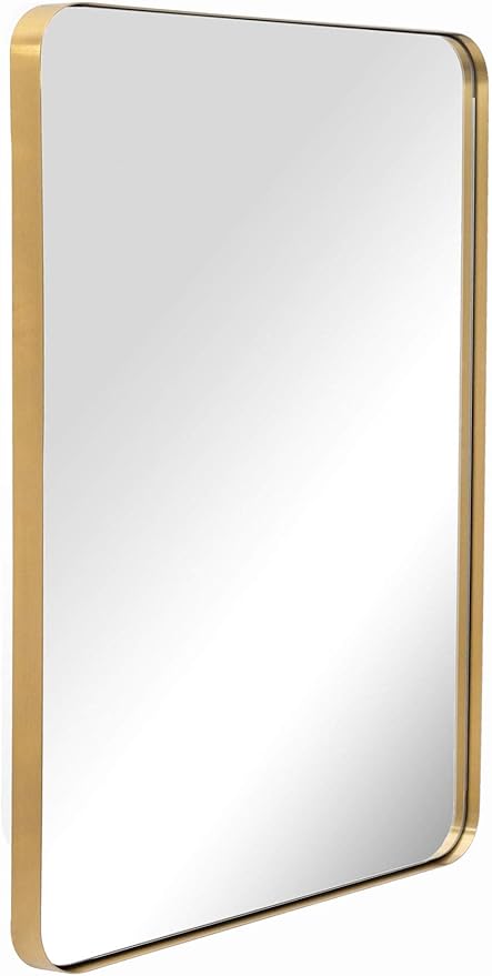 Miroir Mural De Salle De Bain Avec Cadre Arrondi En Acier Inoxydable 24x36 Amazon Ca Maison Et Cuisine