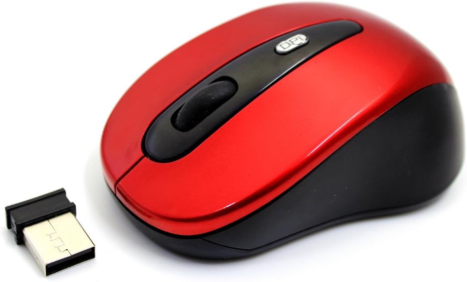 UTR Red / Black 2.4GHZ Wireless Cordless Optical Mouse with DPI Switch USB Nano Receiver (For Laptop & PC Desktop)