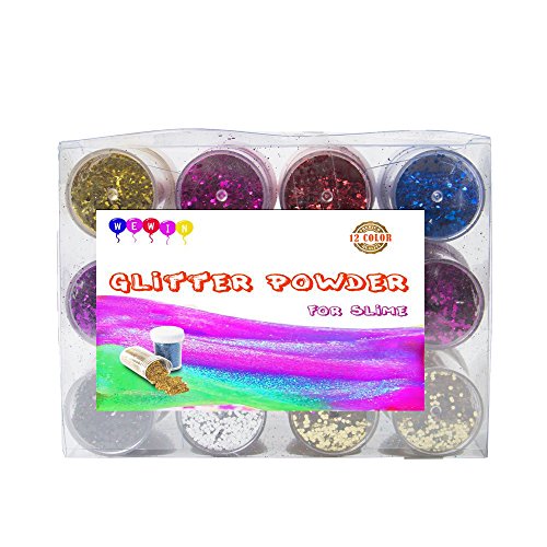 Wewin 12pcs Slime Supplies Glitter Powder Sequins ,Assorted Colors - Thumbnail 6