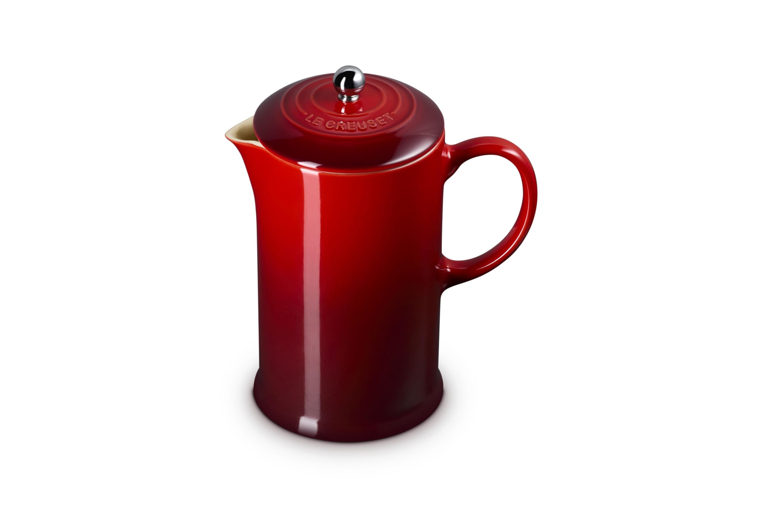 Le Creuset Stoneware Cafetière French Press with Stainless Steel Plunger, 1 Litre, Serves 3-4 Cups, Cerise, 91028200060000 — image 1
