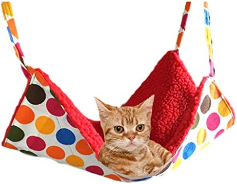 LMM Warm Cat/Small Animals Hammock Bed Use with Cage Chair, Comfortable Hanging Kitten Hammocks, Sleeping Resting Pad Cat Beds Pink (S, Red)