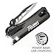 RUIMX Potable Waterproof LED Flashlight with USB Power Bank and Self Defense Folding Knife for Outdoor Camping Hiking Hunting and Emergency Using USB Cable + 18650 Battery Attached