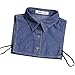 Joyci Unisex New Hot Pure Cotton Denim Half Shirt Fake False Collar Detachable (Light Blue)