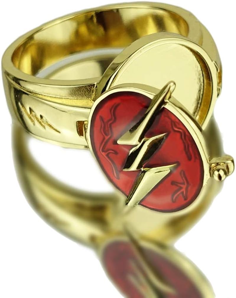 Flash Ring Cosplay Costume Accessory Flash Logo Prop Zinc Alloy Golden