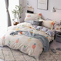 LAMEJOR Duvet Cover Set Queen Size Coloured Pineapple Pattern Reversible Bedding Set Comforter Cover (1 Duvet Cover+2 Pillowcases)