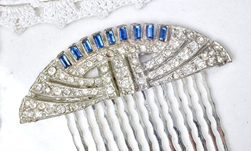Amazon Com Art Deco Sapphire Blue Rhinestone Bridal Hair Comb