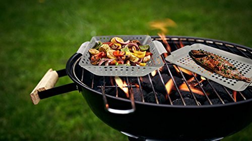 Yukon Glory 3-Piece Mini BBQ Grill Accessories Basket Set with Cleaning Pads,for Grilling Vegetables, Chicken Pieces Best Grill Basket Set - Great Birthday Gifts for Men! - Thumbnail 3