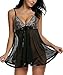 Avidlove Women Lingerie Floral Babydoll Sexy Teddy Lace Chemises with Satin Trim Black XL