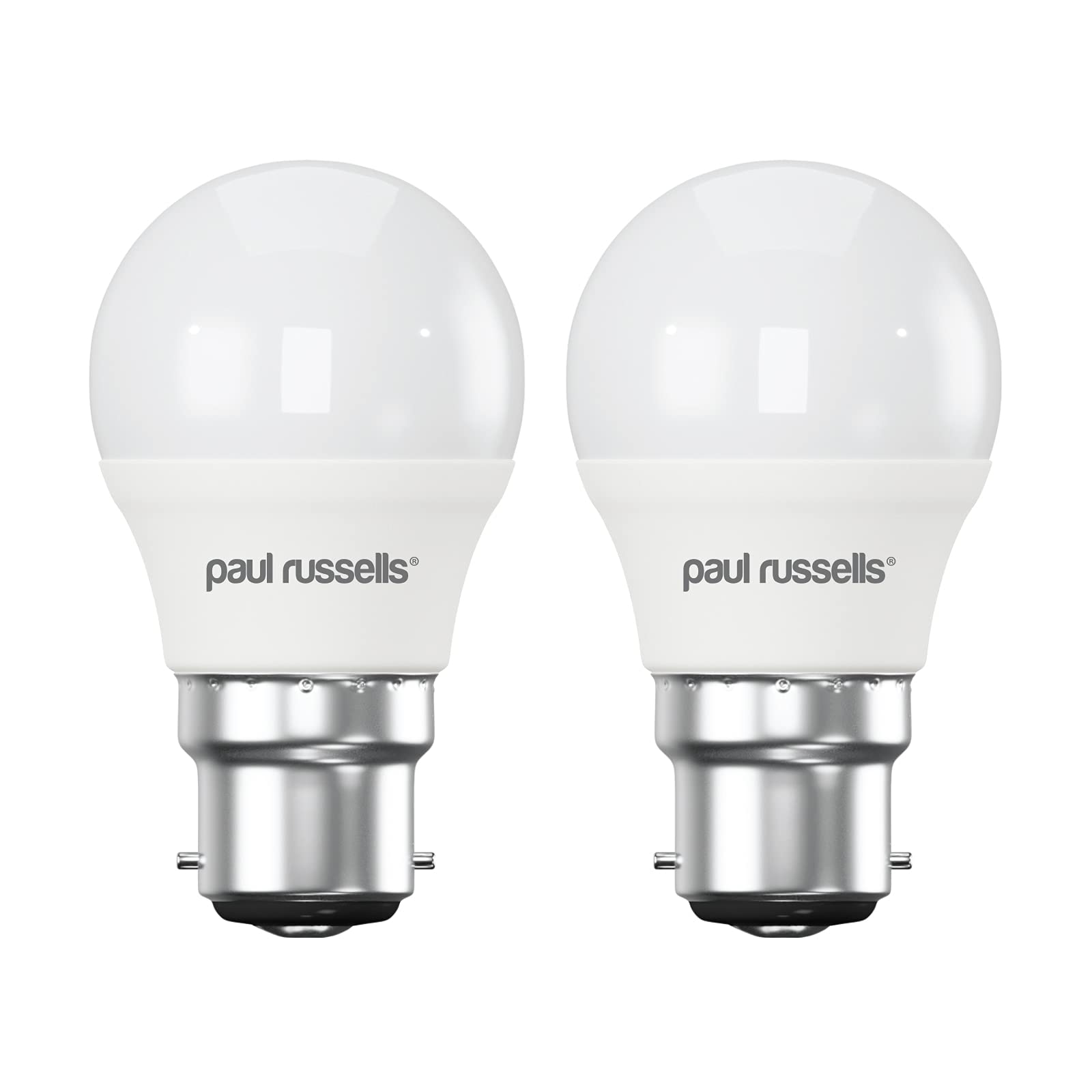 paul russells LED Light Bayonet Cap B22, 60w Equivalent, 6.5W 806LM LED Bulbs, 6500K Bright Daylight, Mini Globe Frosted G45 BC Golf Ball Energy Saving (Not Dimmable) Lightbulbs, 2 Pack