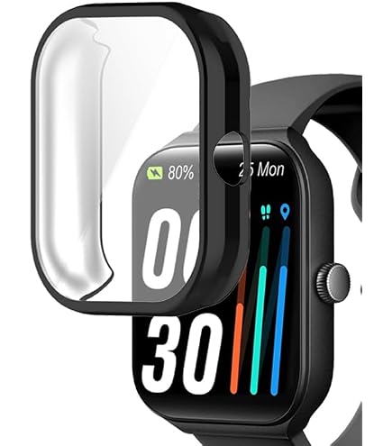 Blueshaweu Cover per 208/ ID208/ ID208 BT Smartwatch, Vetro Temperato Case Duro PC Protettivo Antiurto Custodia Compatibile con ENOMIR ID208 /aeac ID208 / Tensky ID208BT Smartwatch (nero