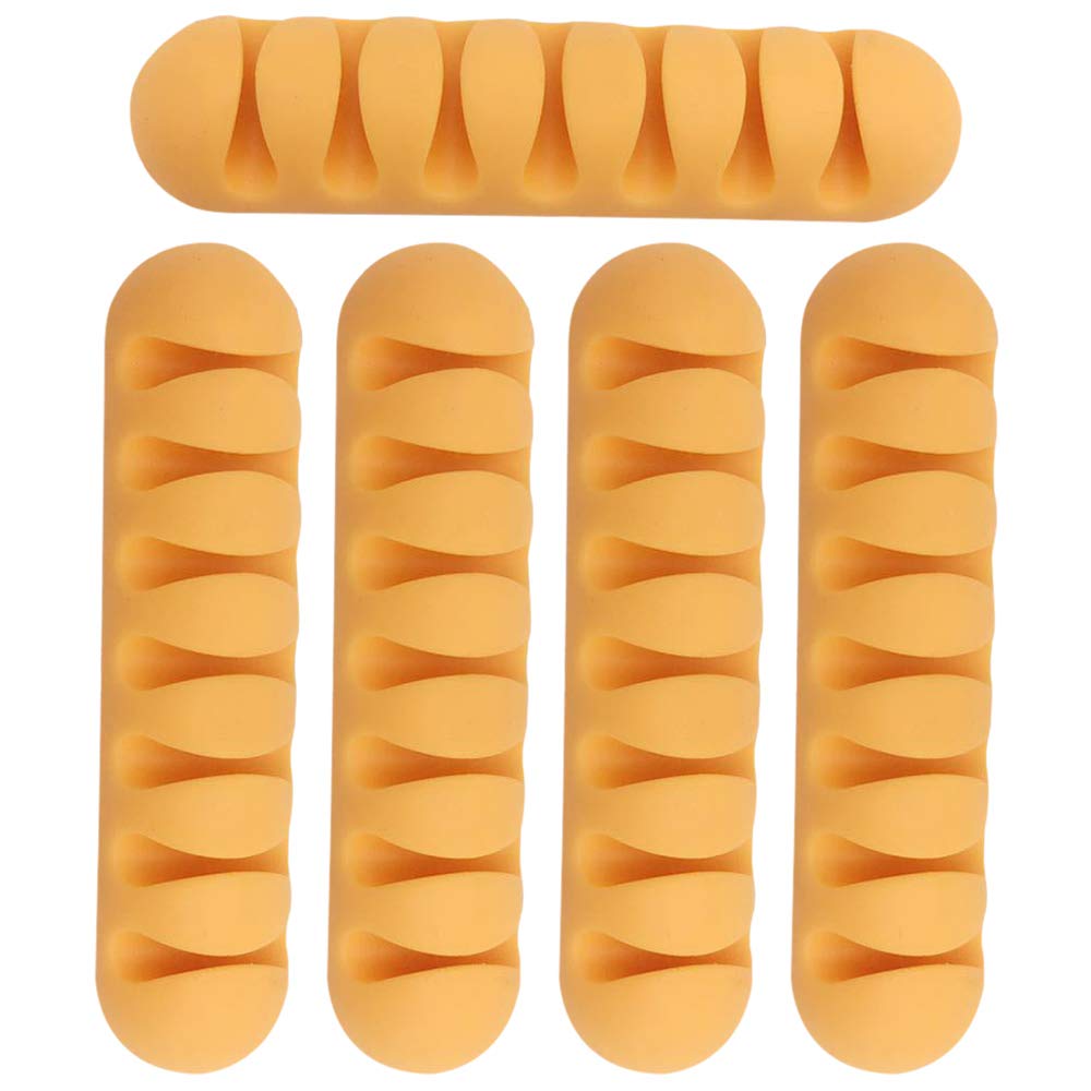 YOFASEN Cable Clips - Self Adhesive Cable Clip Holders Reusable - Cable Clips Cord Management Organizer, Yellow, 5pcs