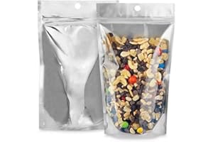 WorldPack Flat Food Storage Pouch 6" x 9" x 2.58" – Clear Front/Silver Foil Back, 4.7 Mil Thick, Food-Grade Barrier Bag for S