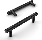 Amerdeco 10 Pack Matte Black Knurled Cabinet Pulls 96mm Hole Center AM003 view 2