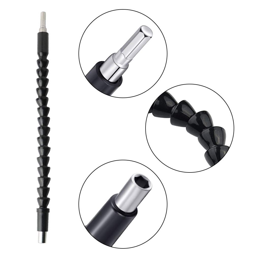 Maexus Flexible Drill Bit Extension - Magnetic Hex Soft Shaft, Flexible Screwdriver Extension for Connect Drive Shaft Tip Drill Bit Kit Adaptor (2 Pcs)